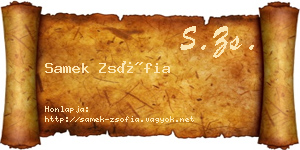 Samek Zsófia névjegykártya